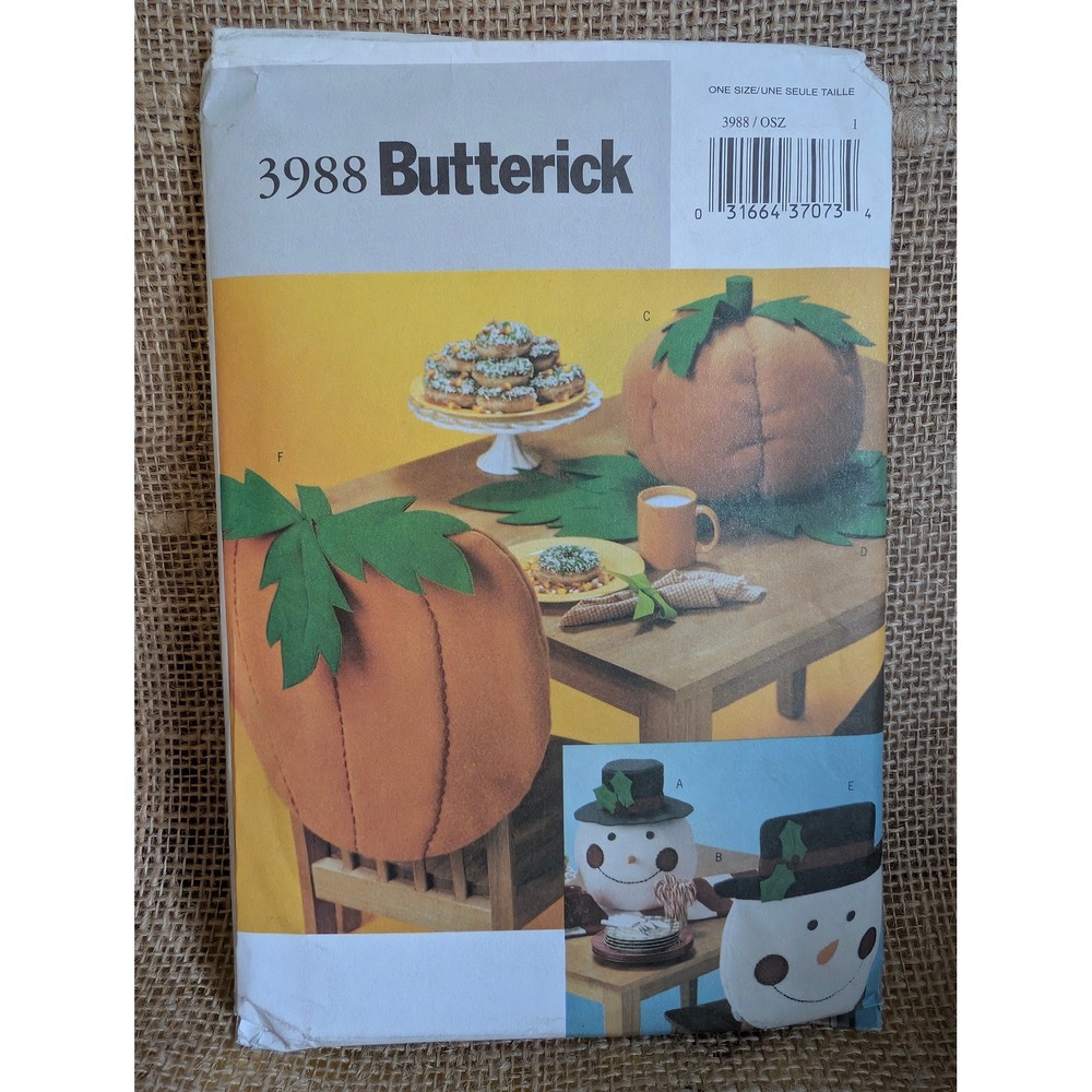 Butterwick 3988 Pumpkin Chair Cover Snowman Halloween Christmas Sewing Pattern